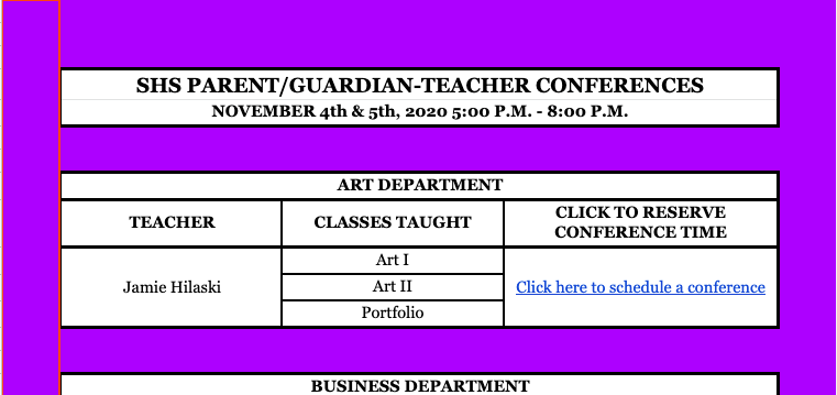 SHS Parent/Guardian-Teacher Conferences