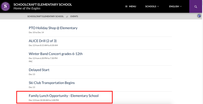 Schoolcraft calendar website